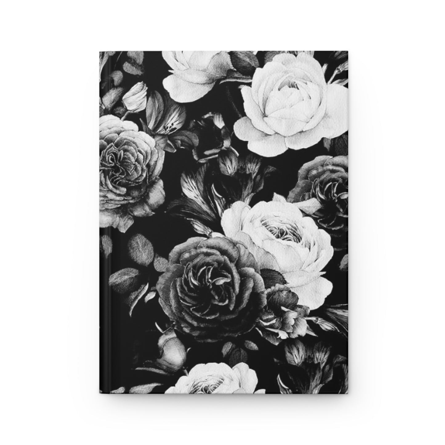 Black and White Floral Design Hardcover Journal Matte