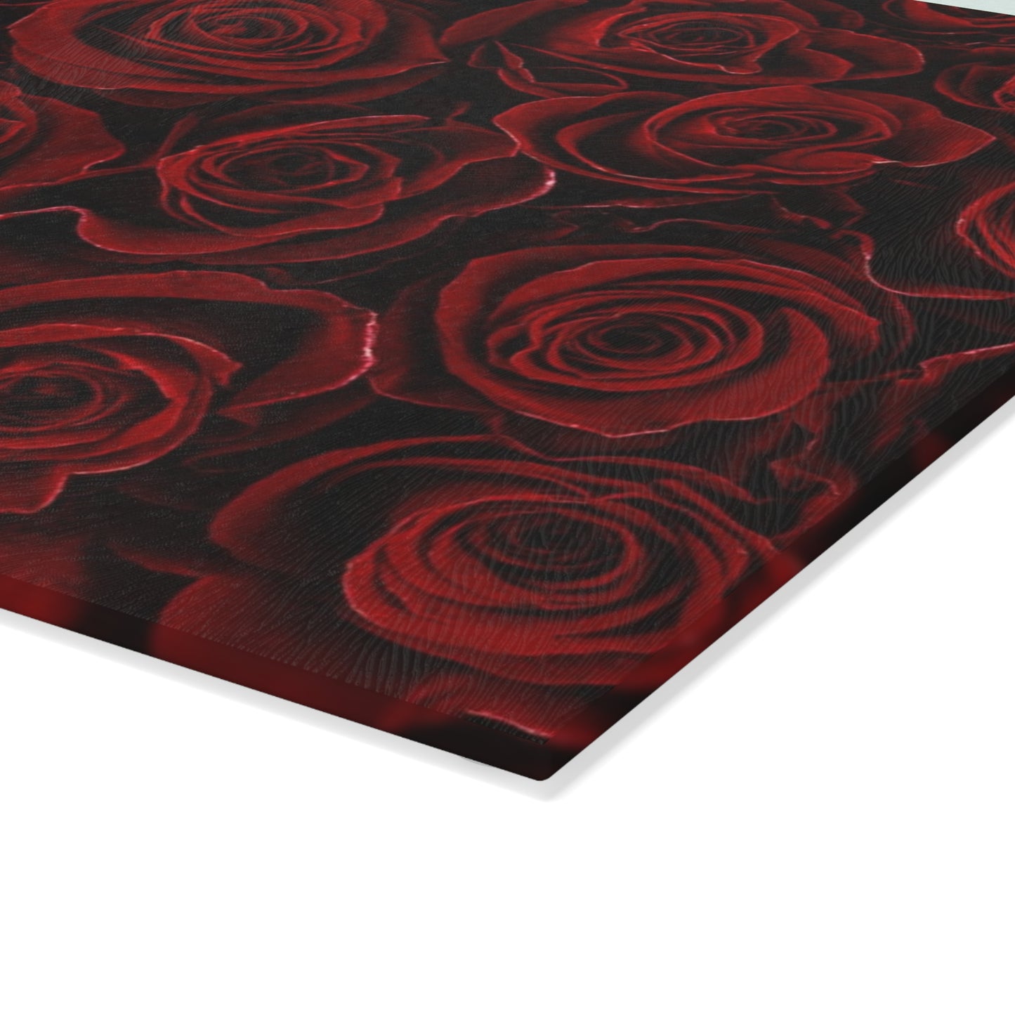 Red Roses Floral Glass Cutting Board – Romantic & Functional Kitchen Accessory