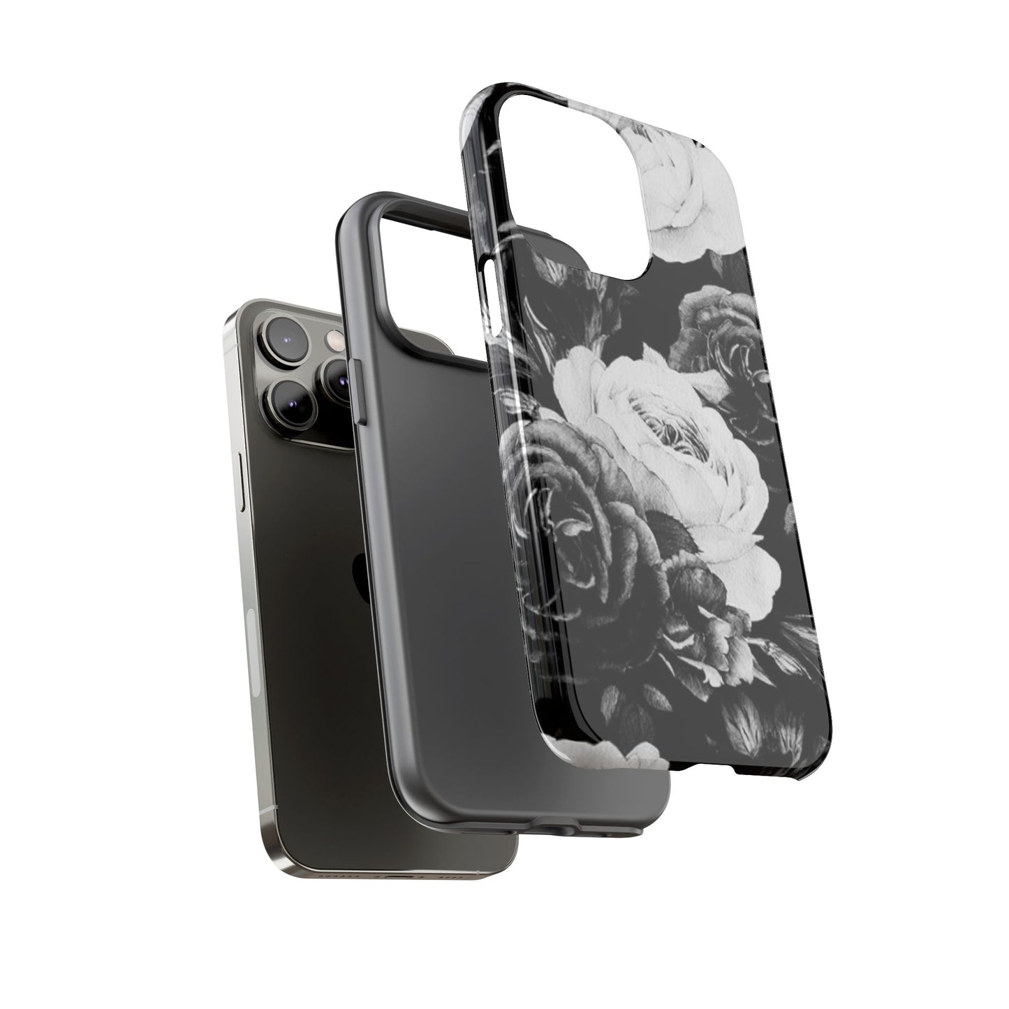 Black and White Floral Tough Phone Case