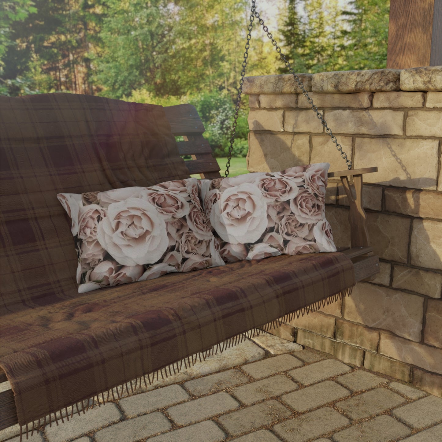 Light Pink Roses Outdoor Pillow