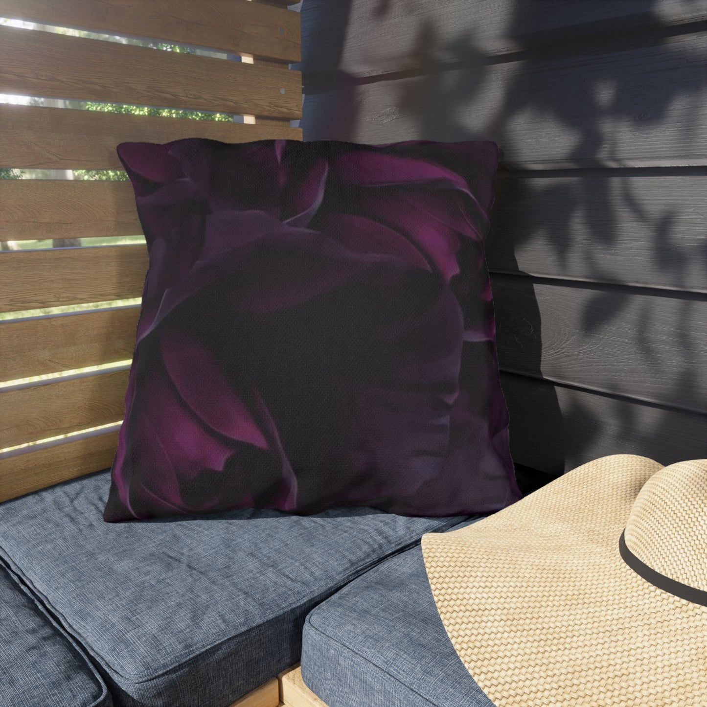 Dark Purple Floral Outdoor Pillow