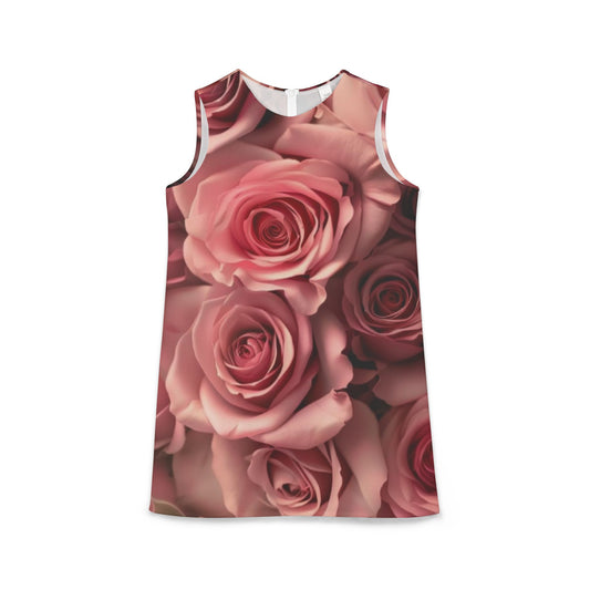 Pink Roses Sleeveless Dress