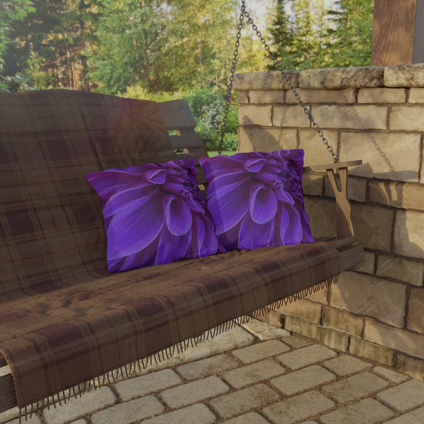 Purple Dahlia Outdoor Pillow