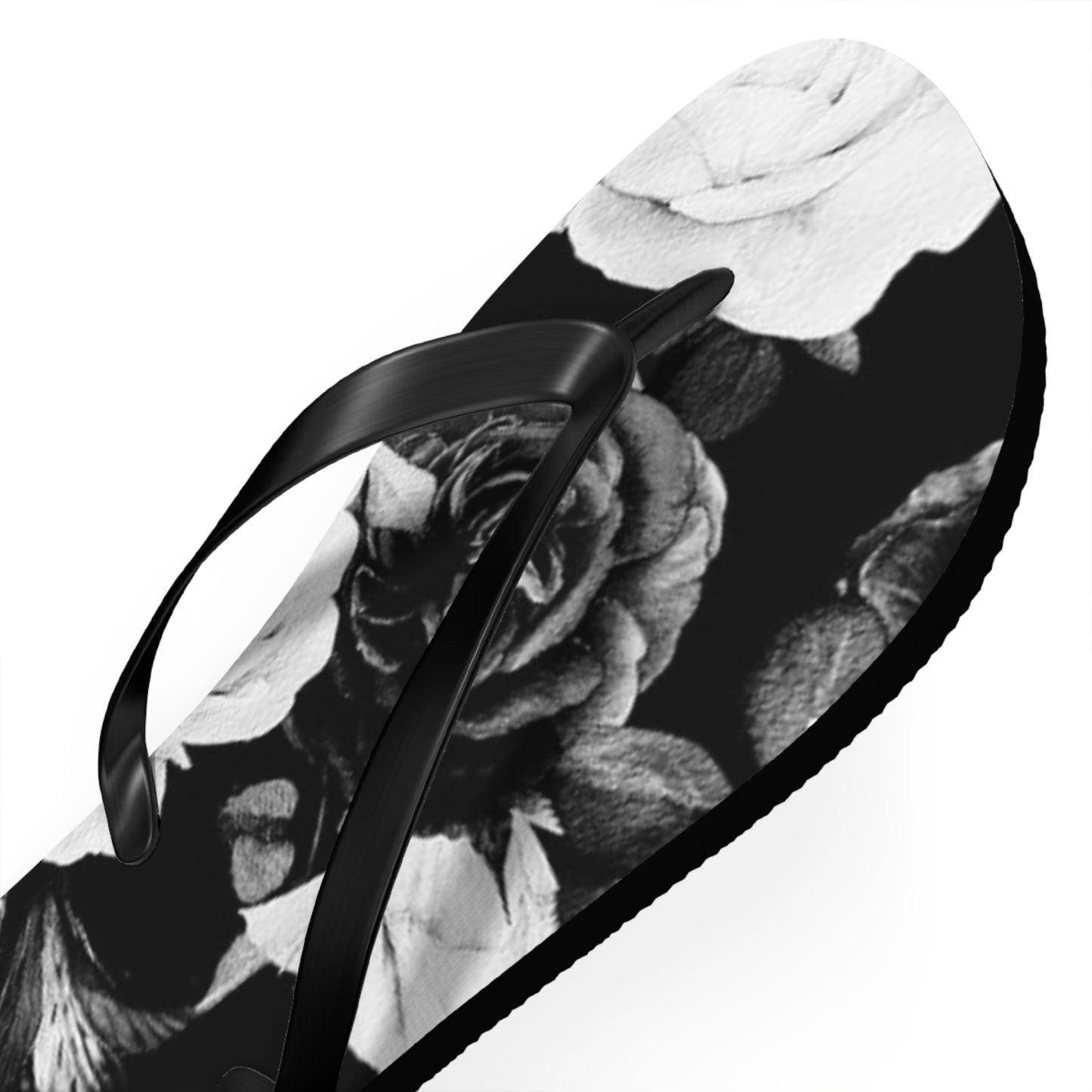 Black and White Floral Design Flip Flops