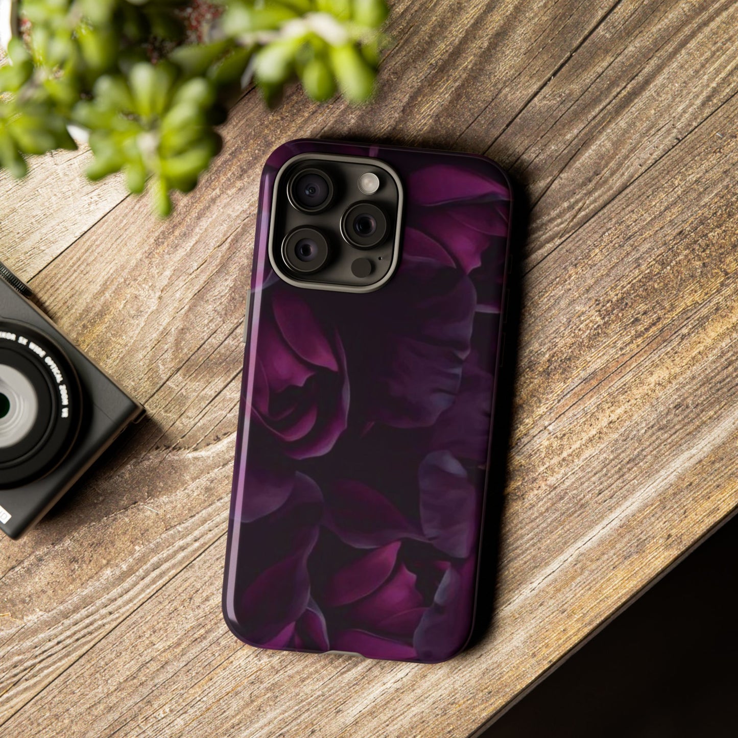 Dark Purple Floral Tough Phone Case