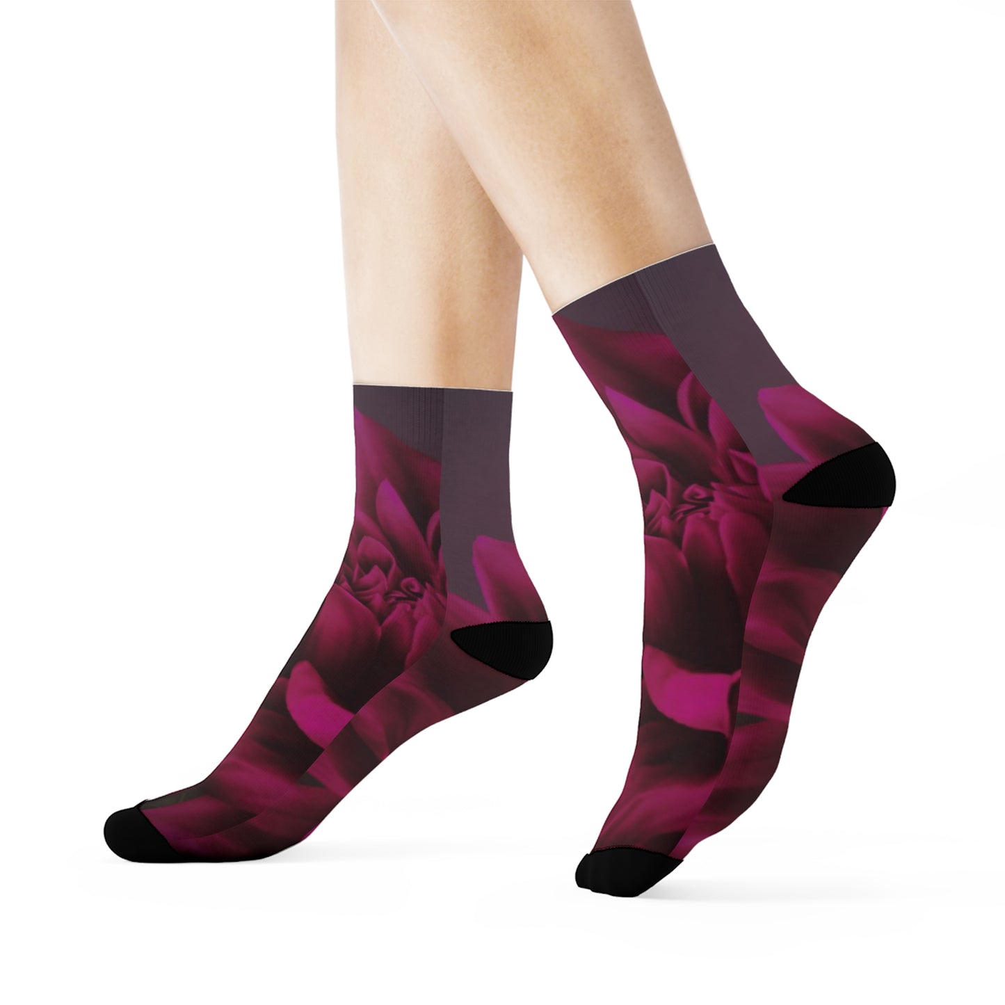 Magenta Dahlia Crew Socks