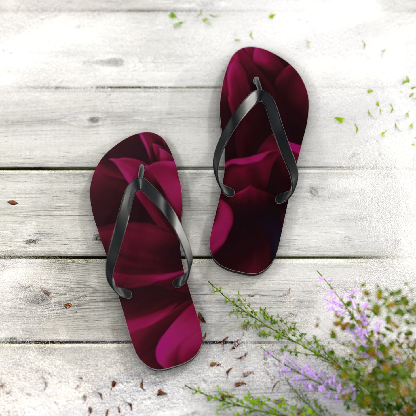 Magenta Dahlia Flip Flops