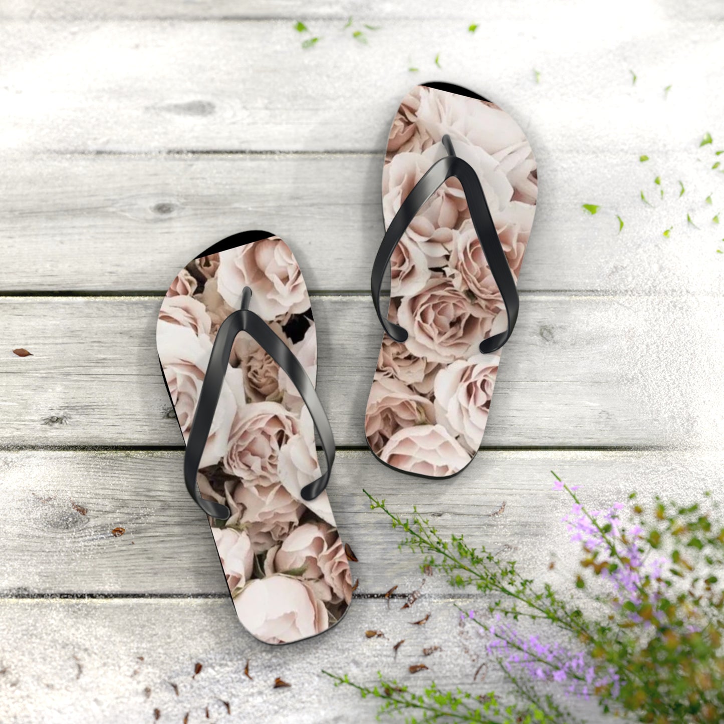 Light Pink Roses Flip Flops