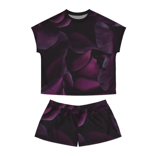 Dark Purple Floral Pajama Set