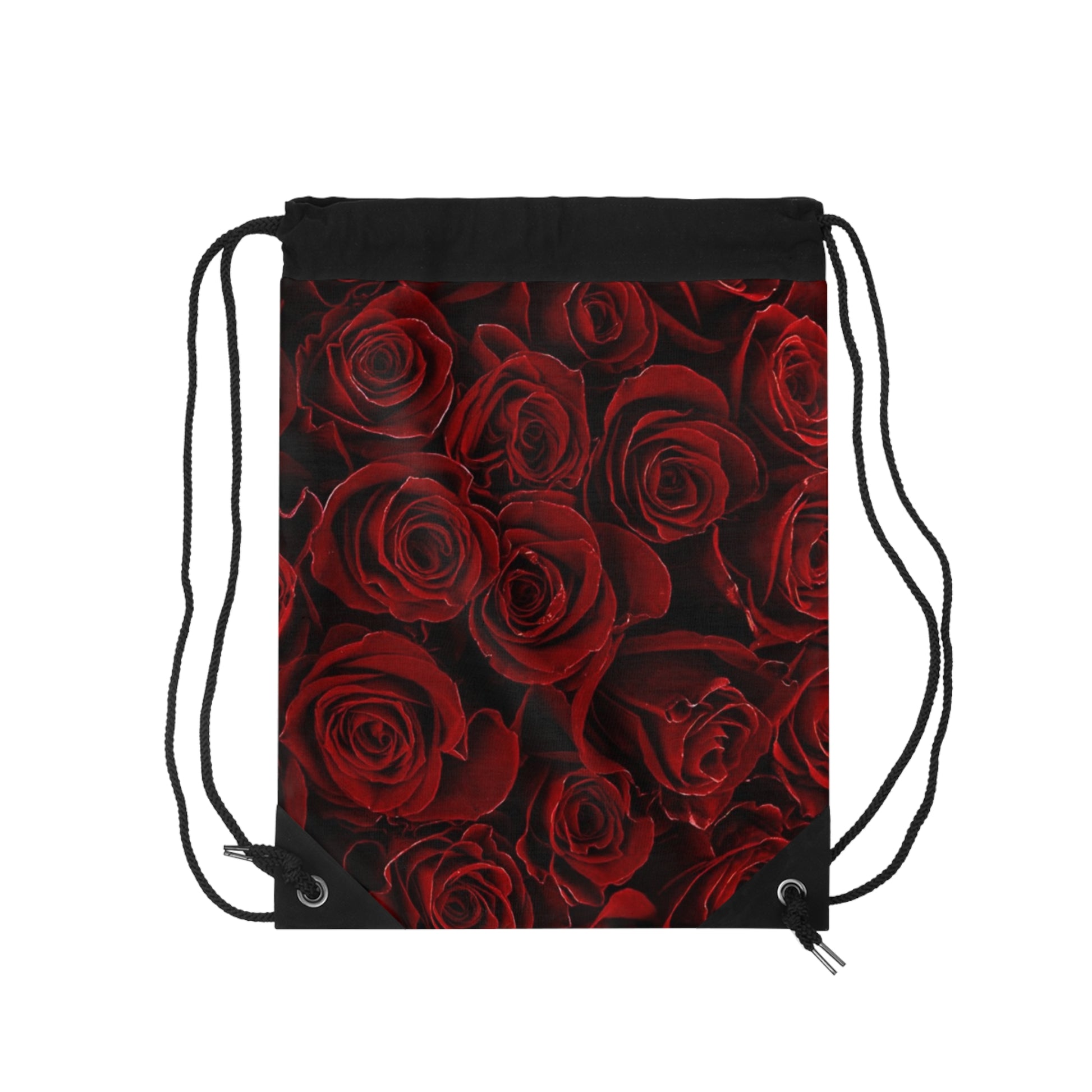 Red Roses Floral Drawstring Bag