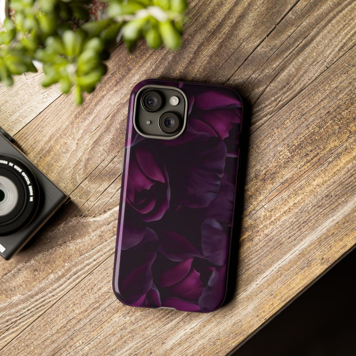 Dark Purple Floral Tough Phone Case