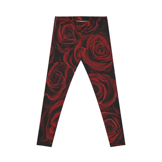 Red Roses Comfortable Floral Casual Leggings