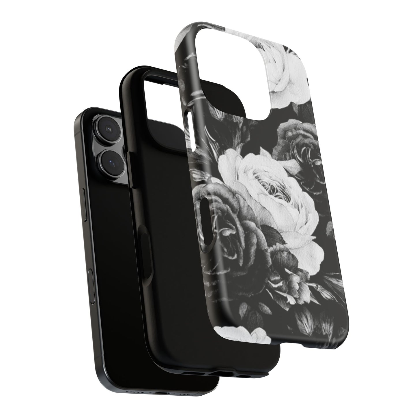 Black and White Floral Tough Phone Case