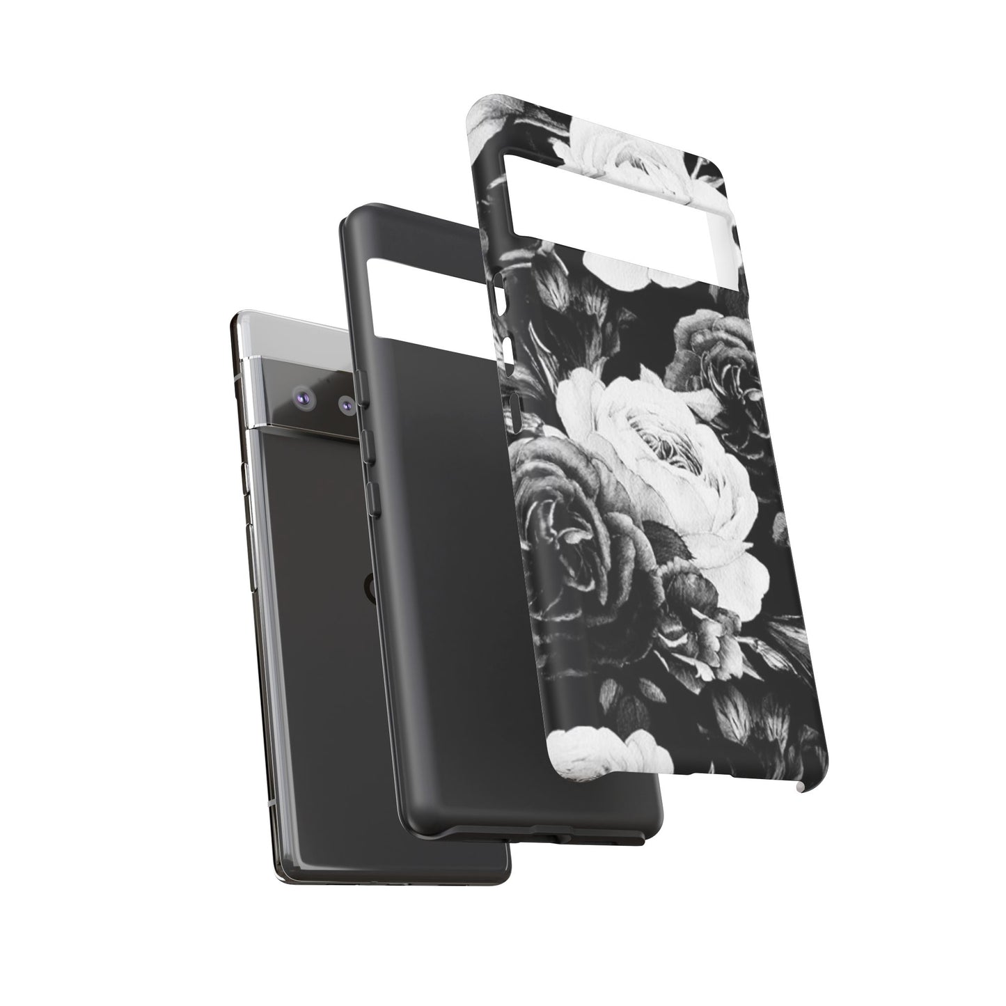 Black and White Floral Tough Phone Case
