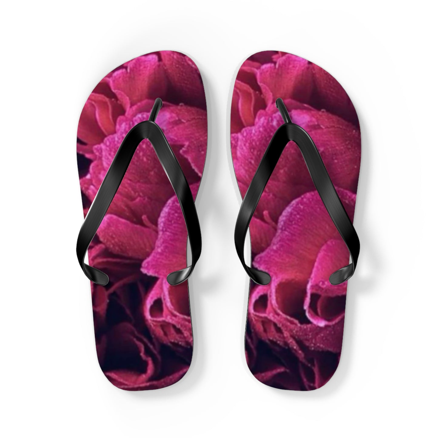 Magenta All Over Floral Design Flip Flops