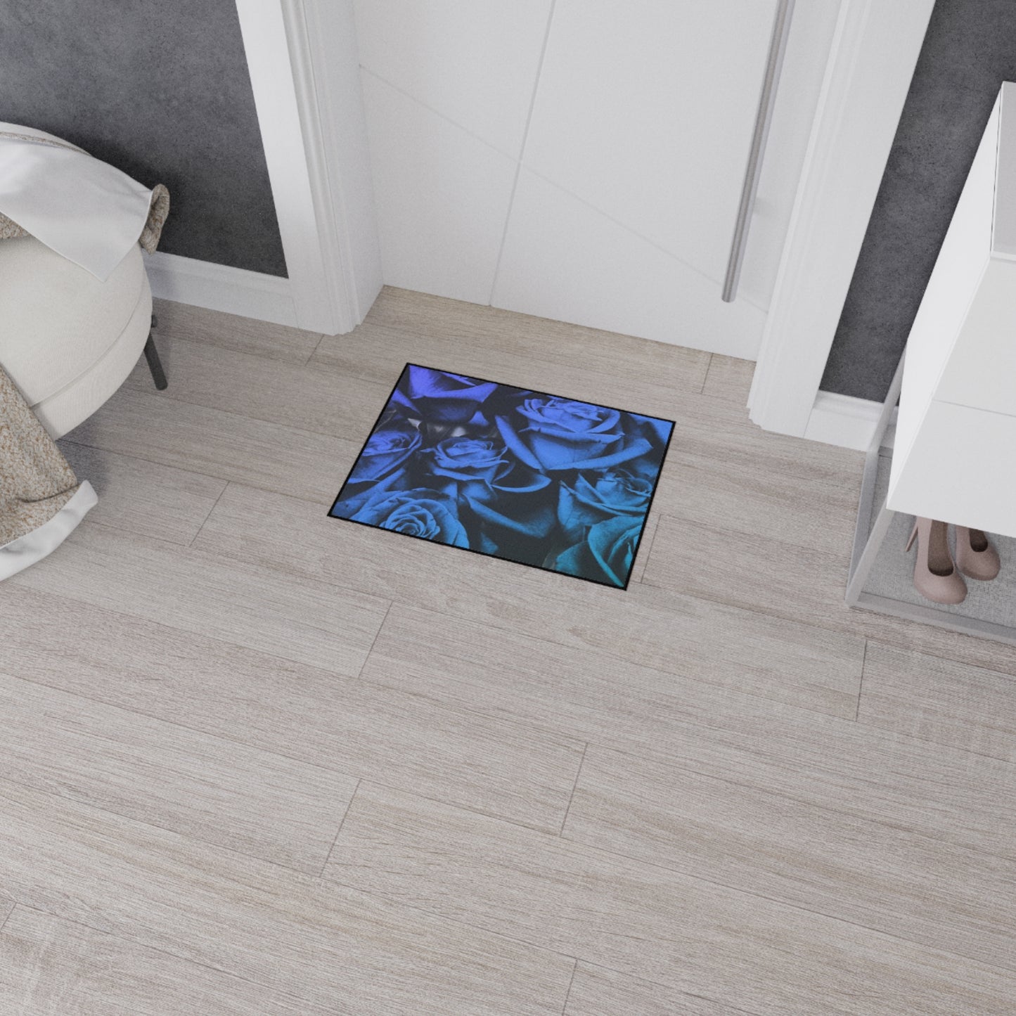 Blue Roses Heavy Duty Floor Mat