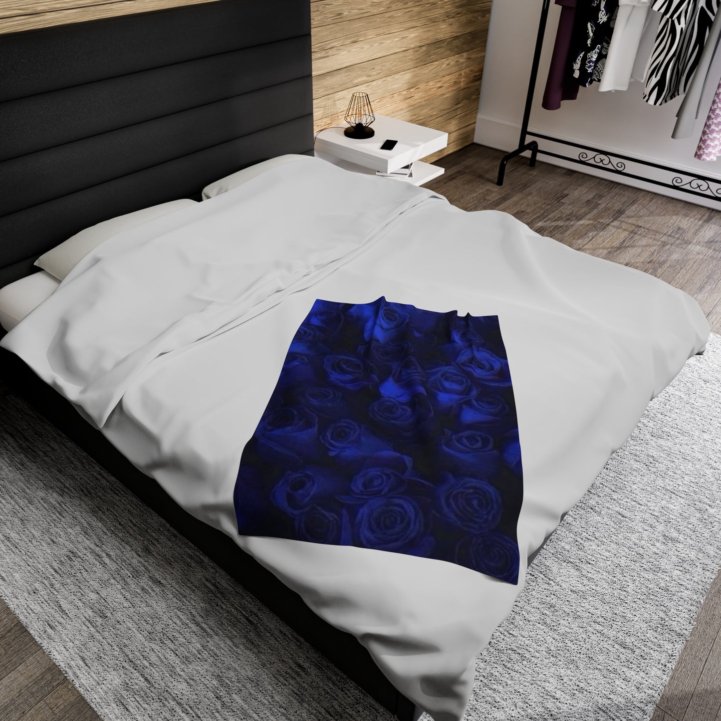 Dark Blue Roses Blanket