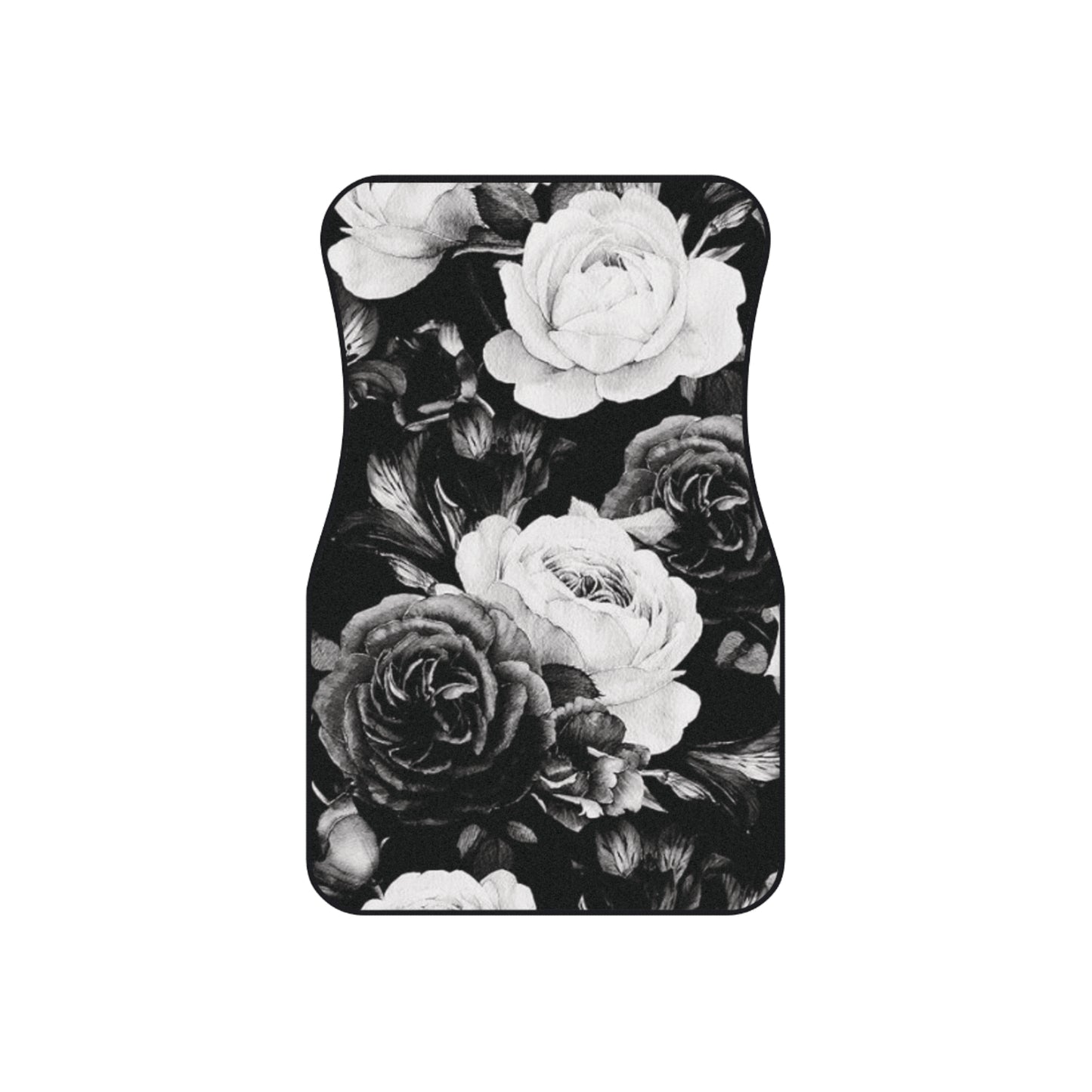 Black and White Floral Design Car Mats (2x Front)