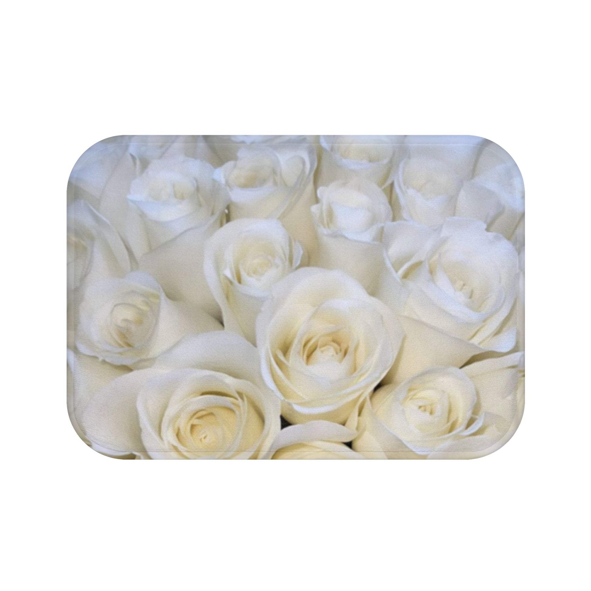 White Roses Floral Bath Mat Anti Slipping