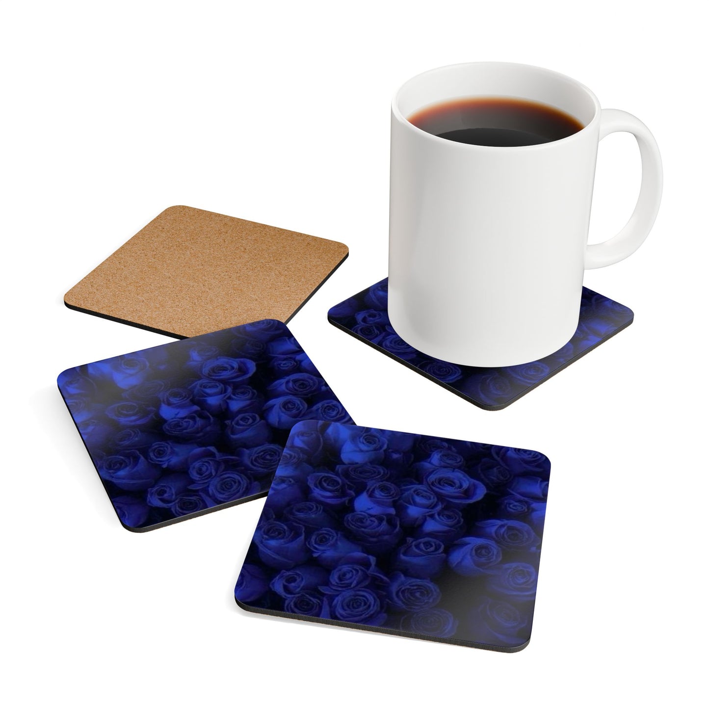 Dark Blue Roses Coaster Set