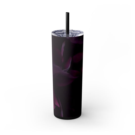 Dark Purple Floral Skinny Tumbler – Durable Stainless Steel 20 oz