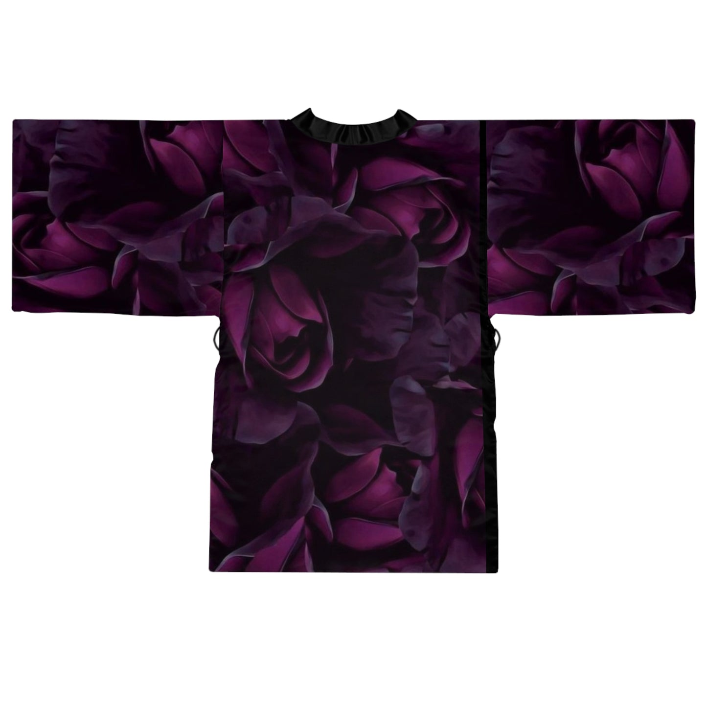 Dark Purple Floral Kimono Robe