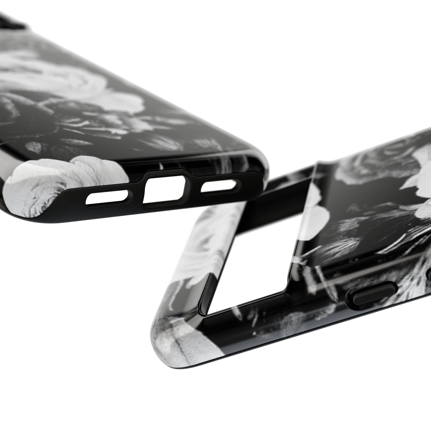 Black and White Floral Tough Phone Case