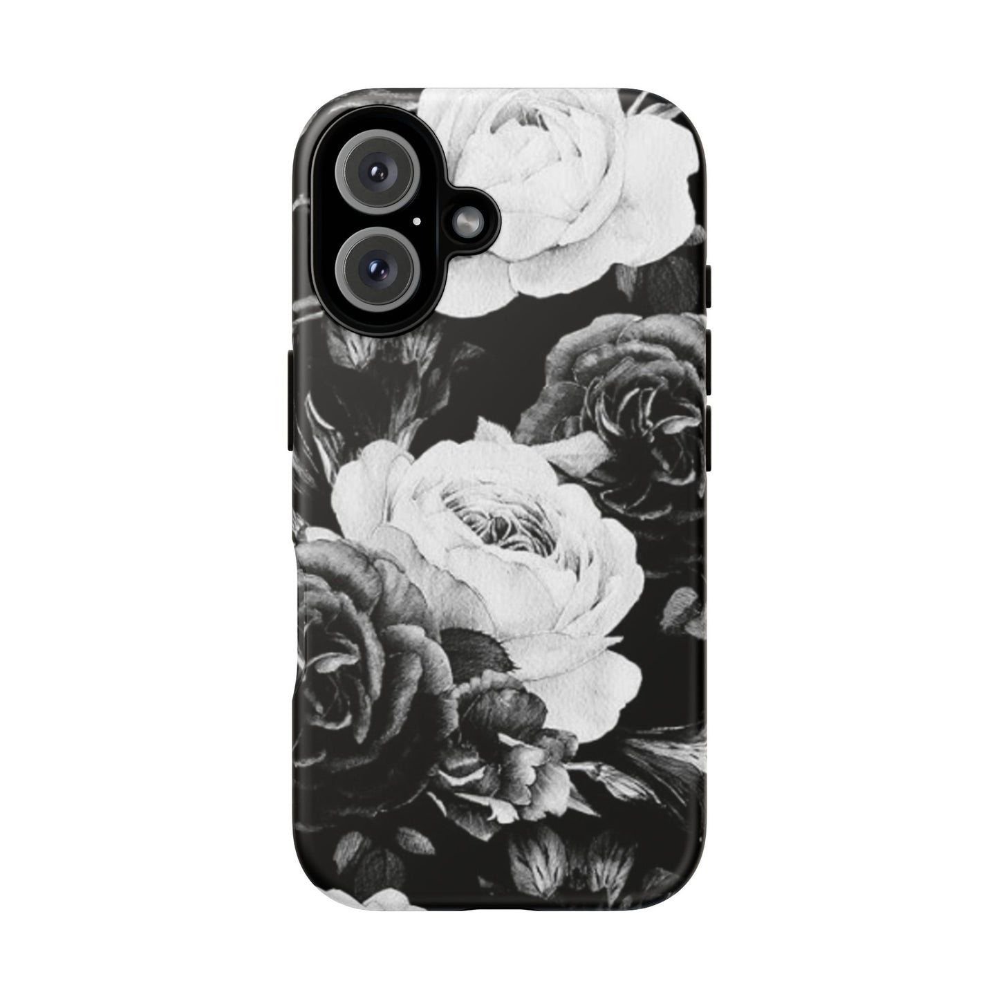 Black and White Floral Tough Phone Case