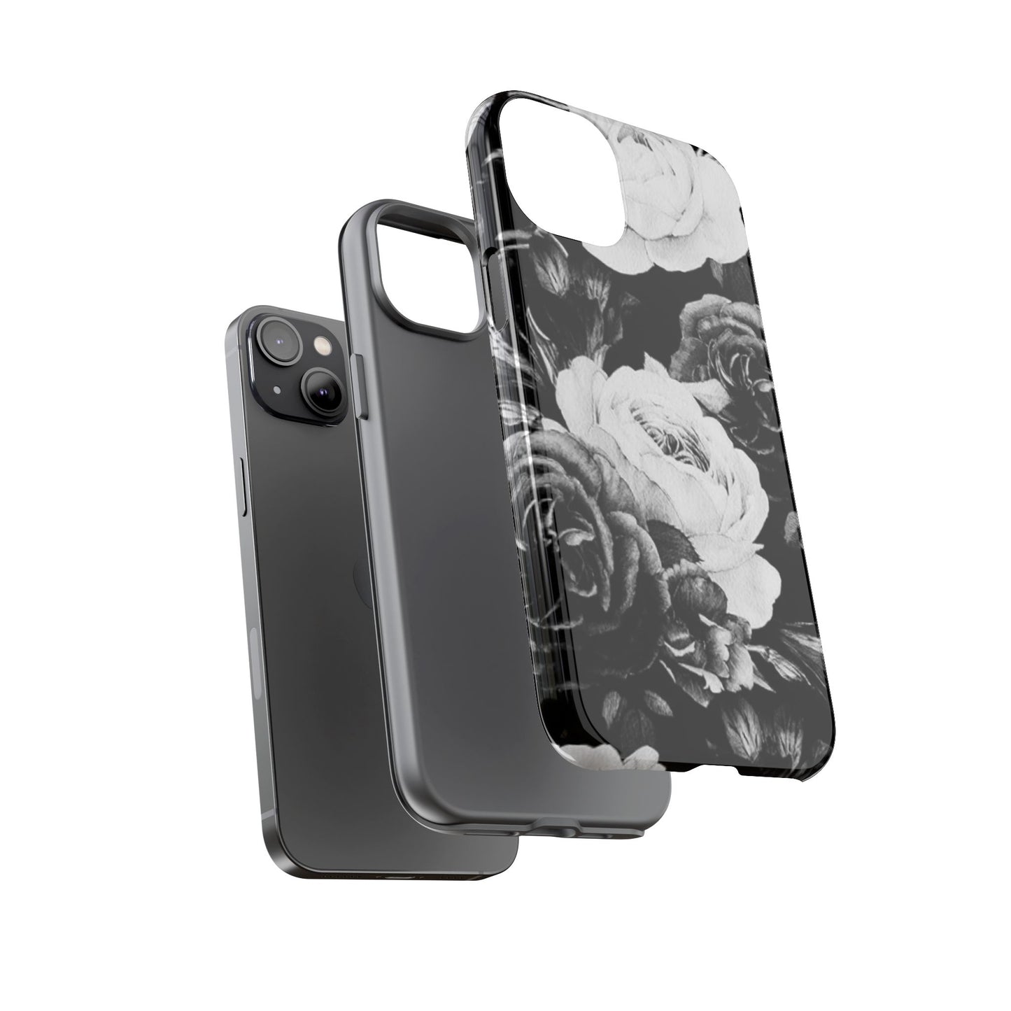Black and White Floral Tough Phone Case