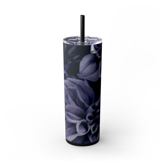 Blue Dahlia Floral Skinny Tumbler – Durable Stainless Steel 20 oz