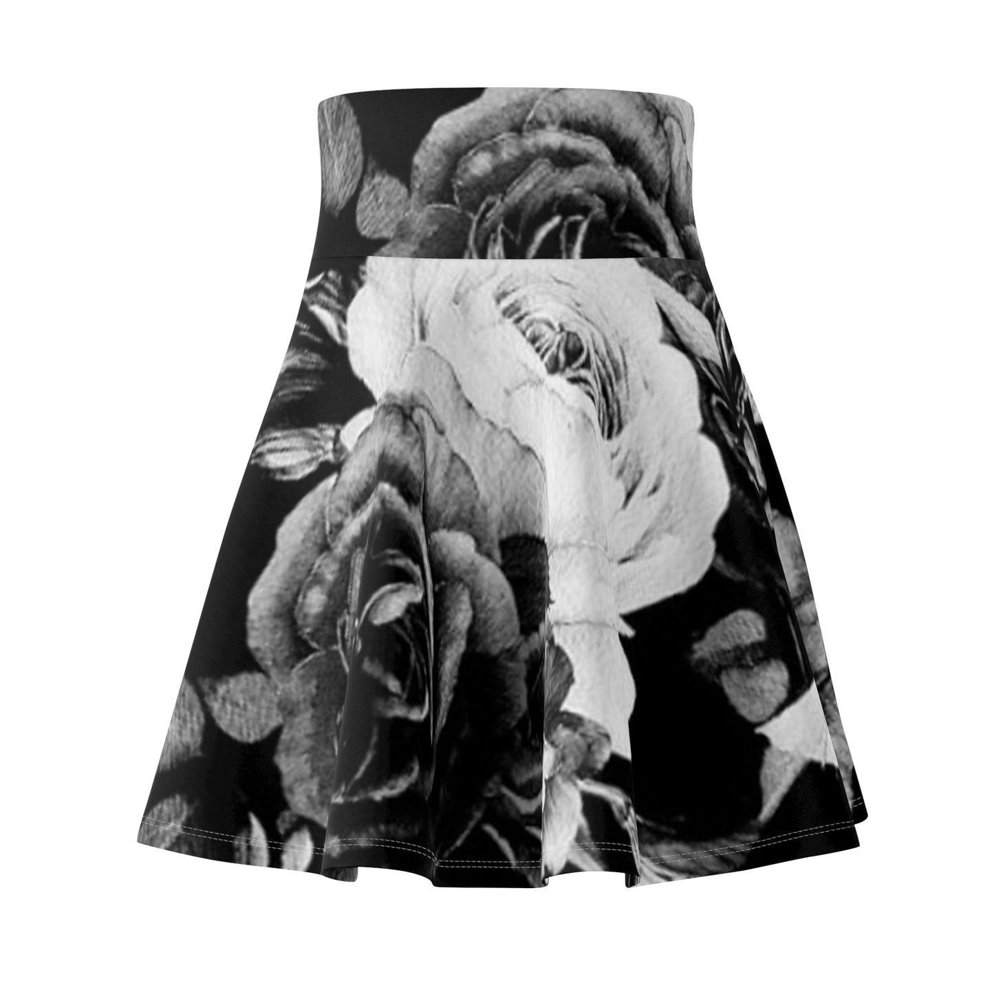 Black & White Floral Skater Skirt