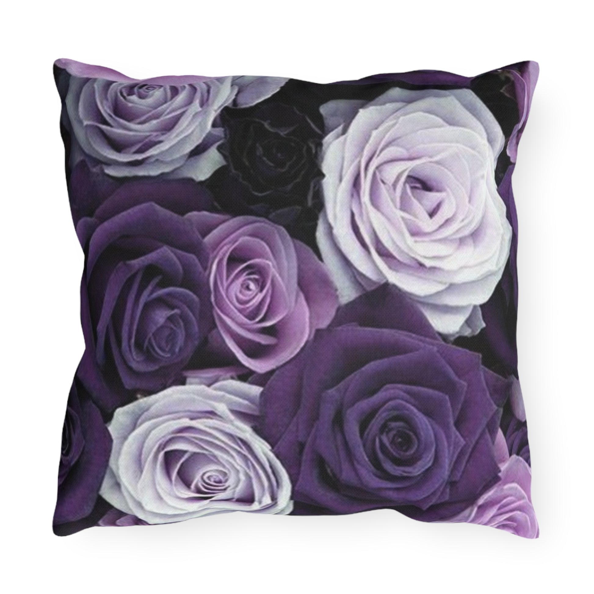  Purple Roses Floral Outdoor Pillow