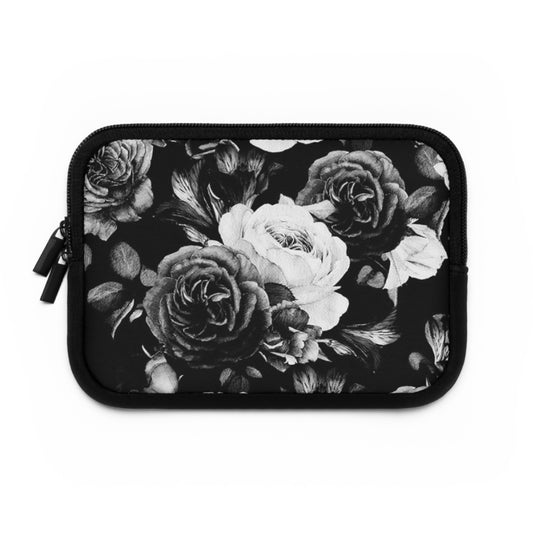Black and White Floral Laptop Sleeve