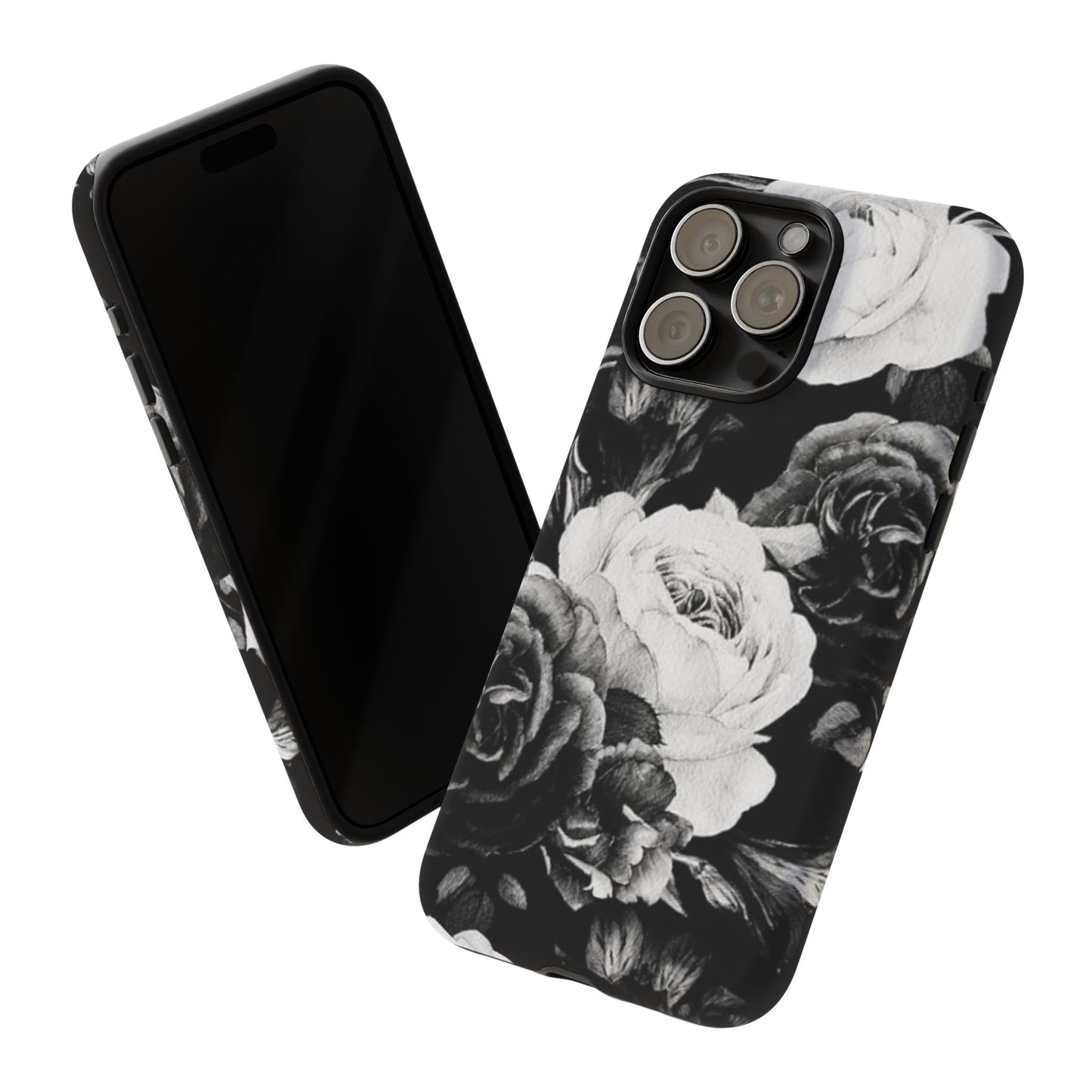 Black and White Floral Tough Phone Case