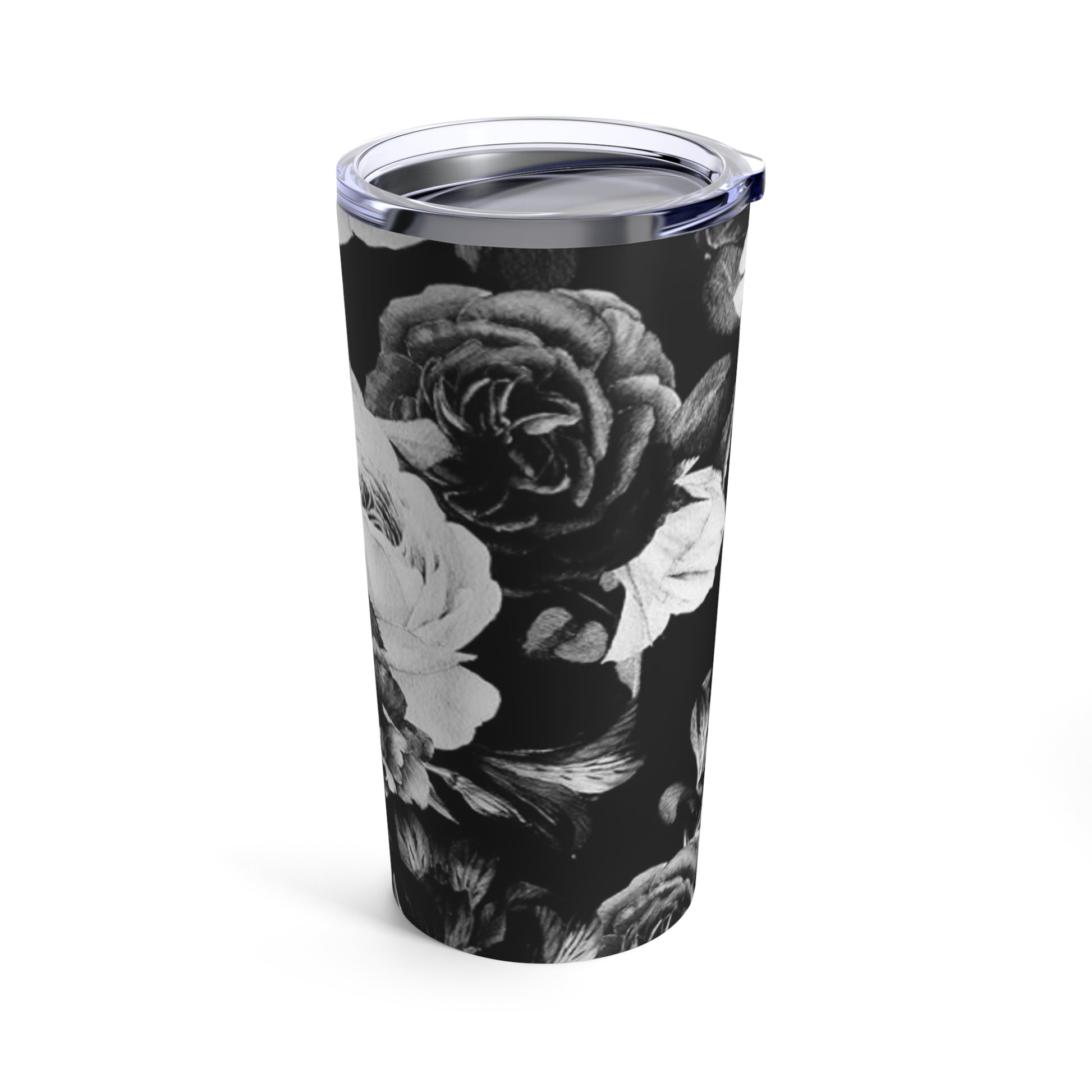 Stainless Steel Floral Tumbler 20 oz – Black & White