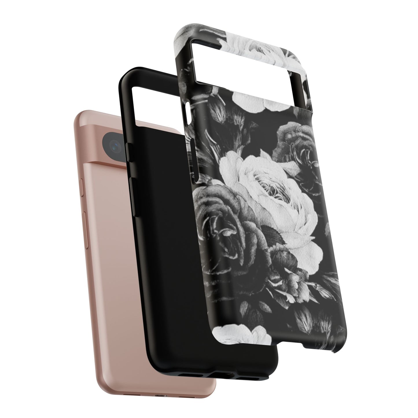 Black and White Floral Tough Phone Case