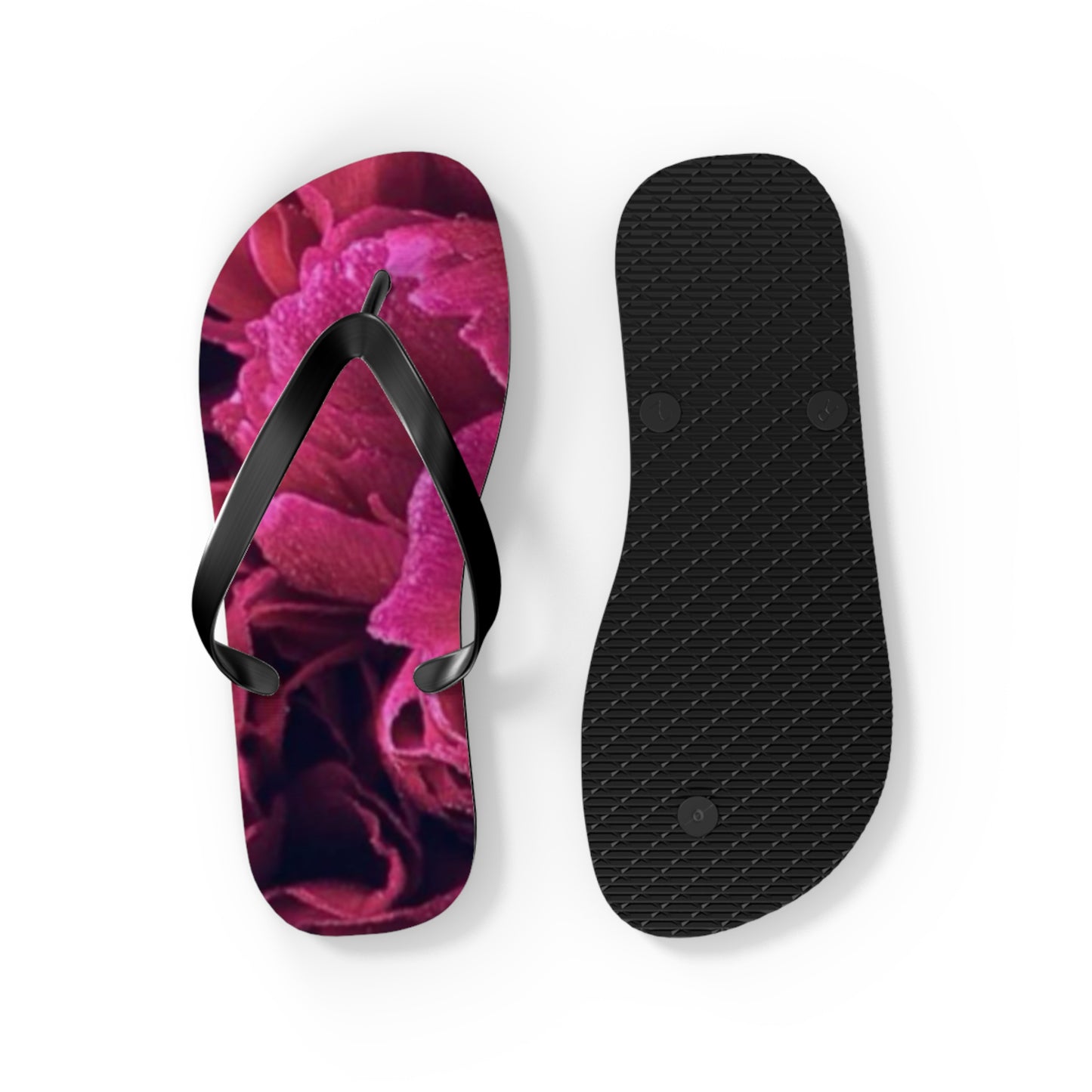Magenta All Over Floral Design Flip Flops