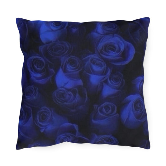 Dark Blue Roses Outdoor Pillow