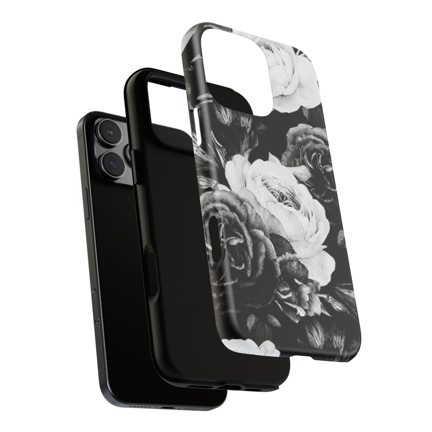 Black and White Floral Tough Phone Case