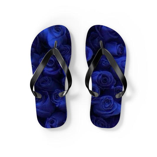 Dark Blue Roses Flip Flops