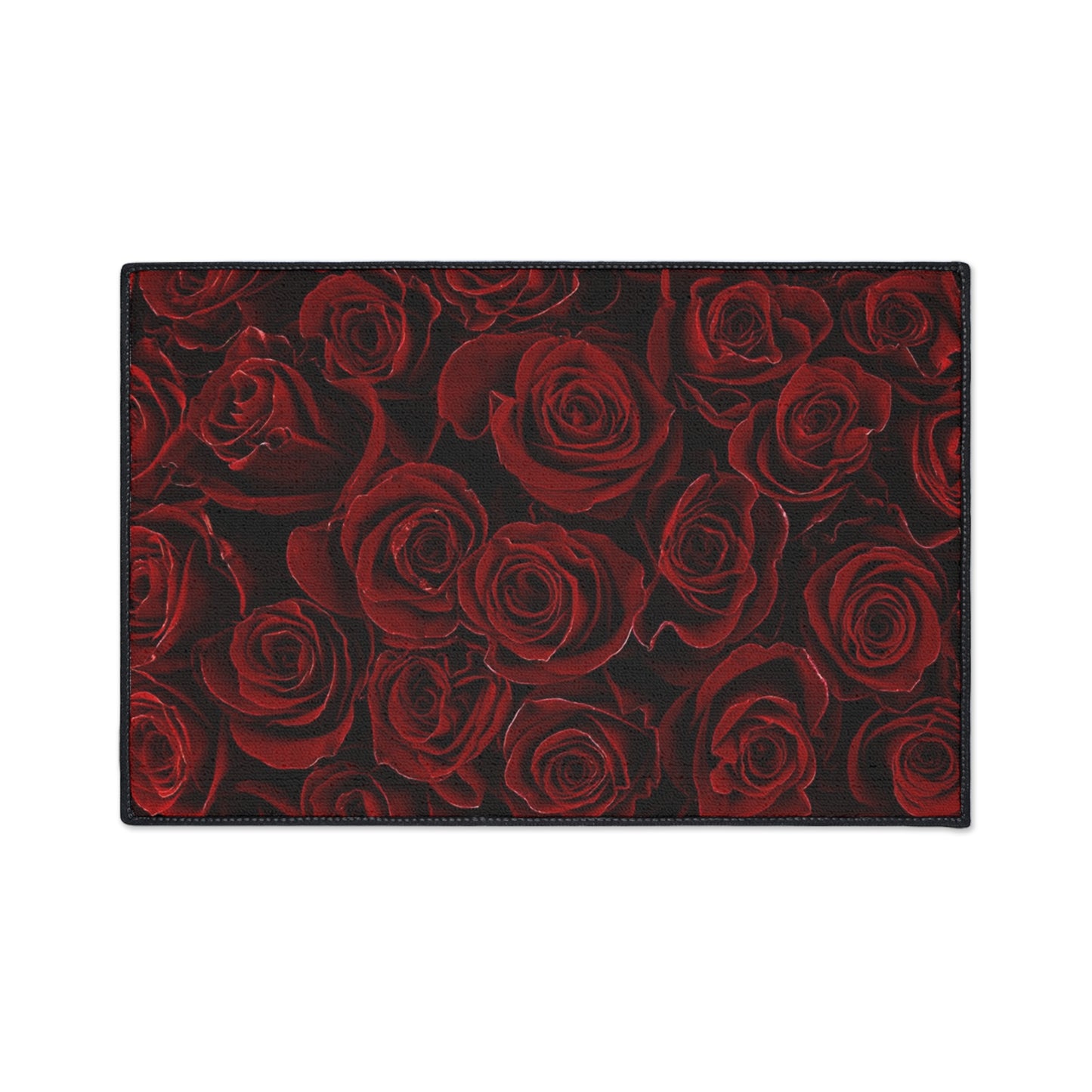 Heavy Duty Floral Floor Mat Red Roses | Durable Non-Slip Rug for Home