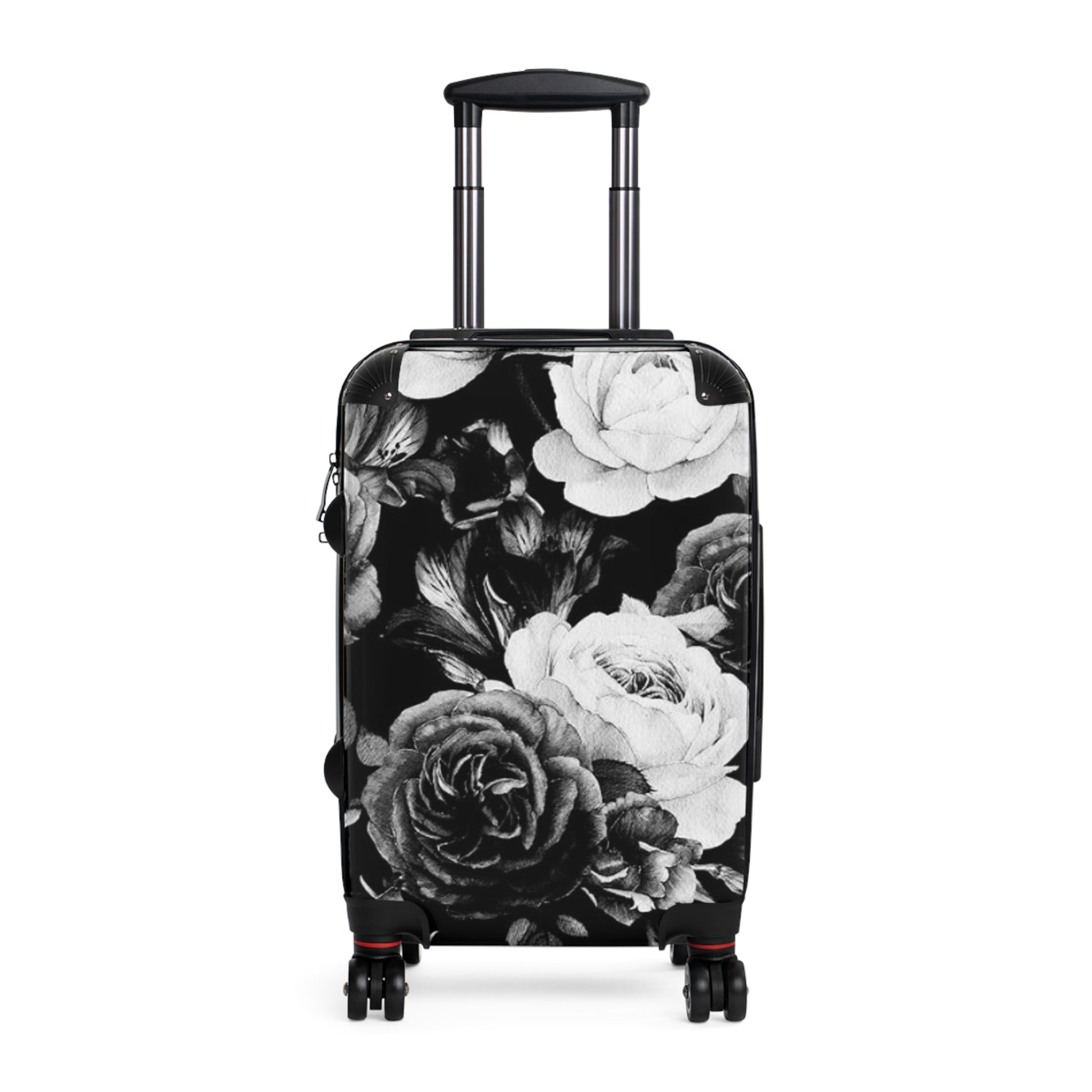Black & White Floral Suitcase for Travelers – Stylish & Durable