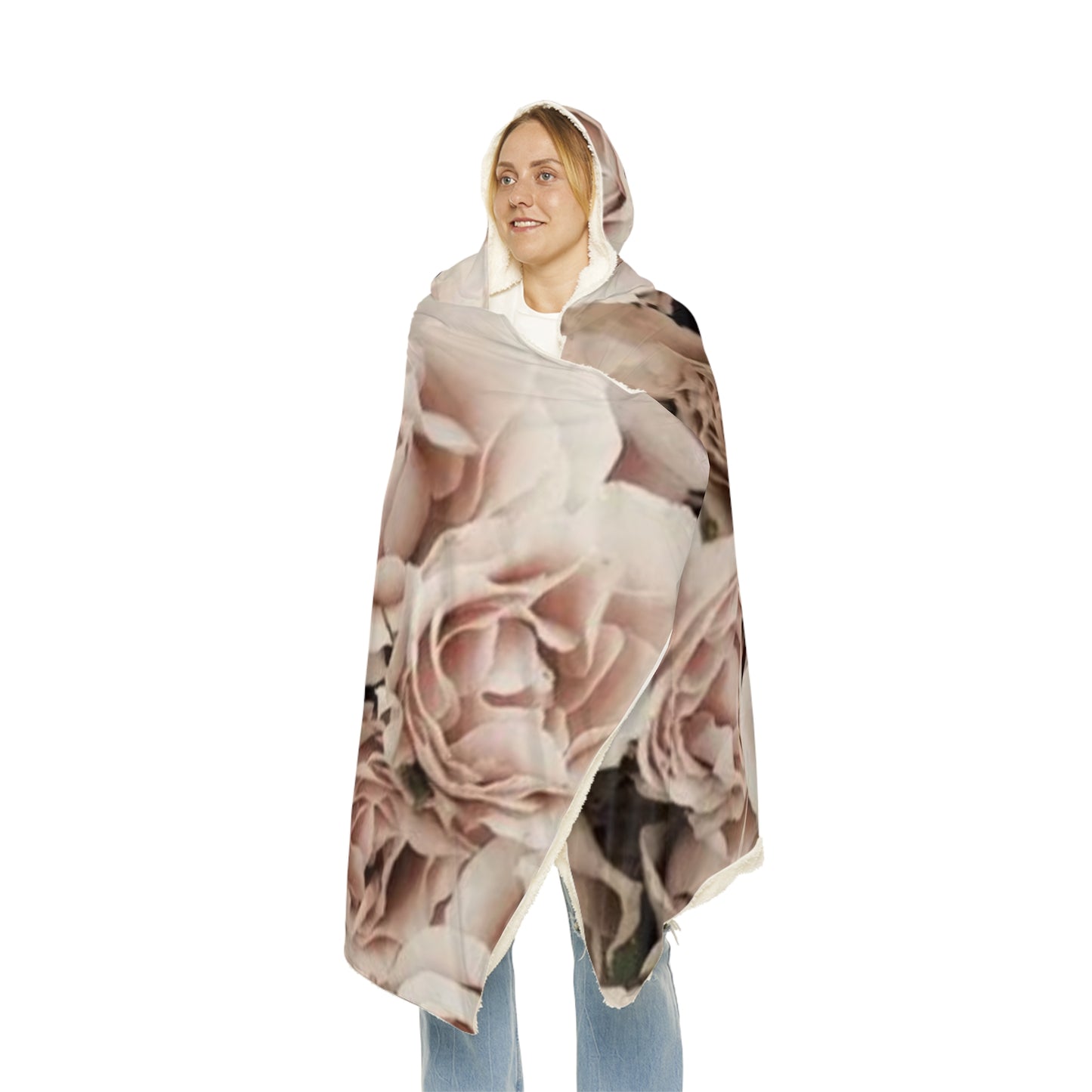 Light Pink Roses Hood  Blanket
