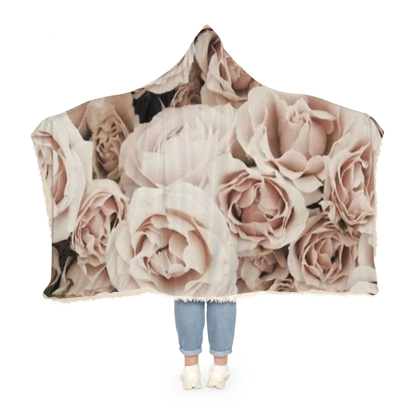 Light Pink Roses Hood  Blanket