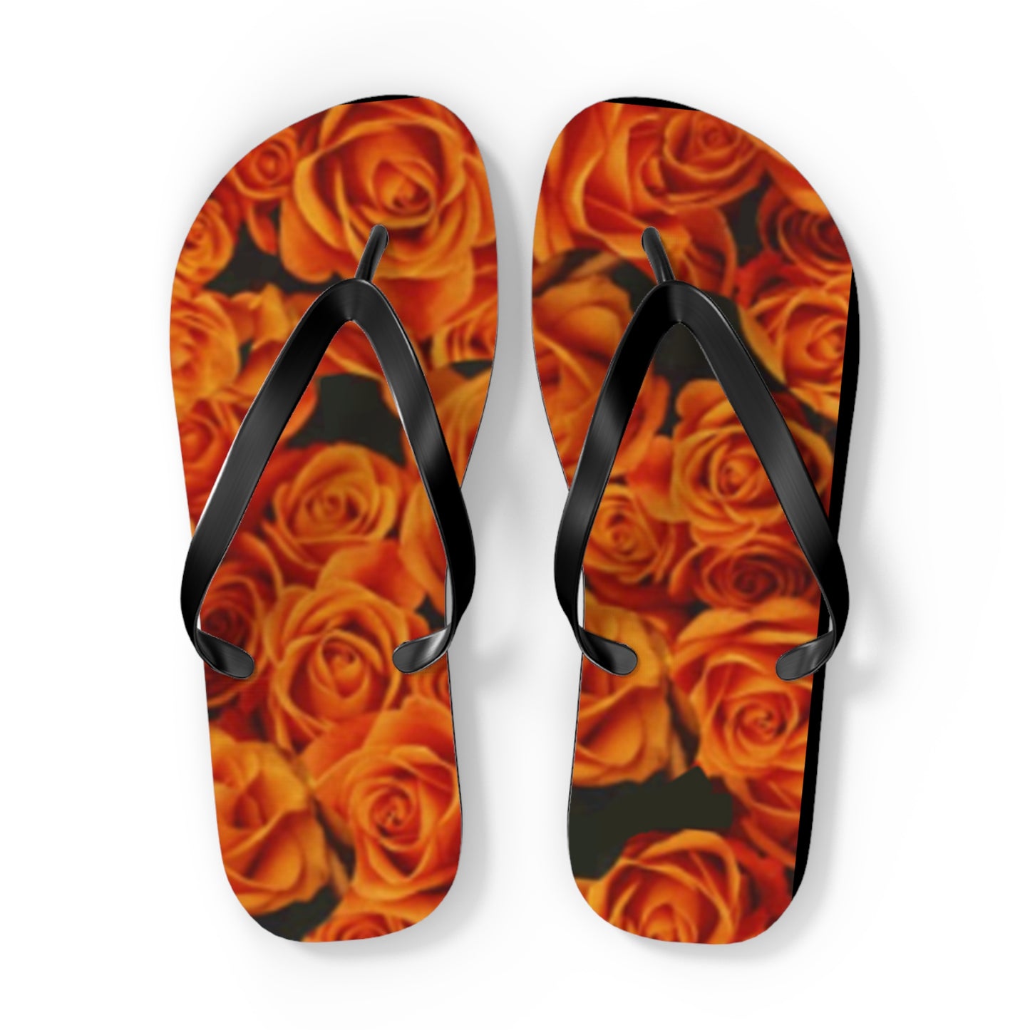 Orange Roses Flip Flops