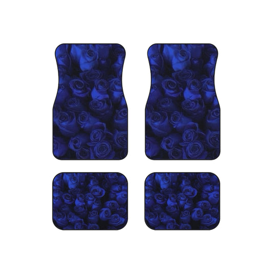 Dark Blue Roses Car Mats (Set of 4)