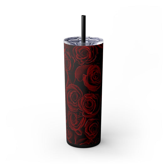 Red Roses Floral Skinny Tumbler – Durable Stainless Steel 20 oz