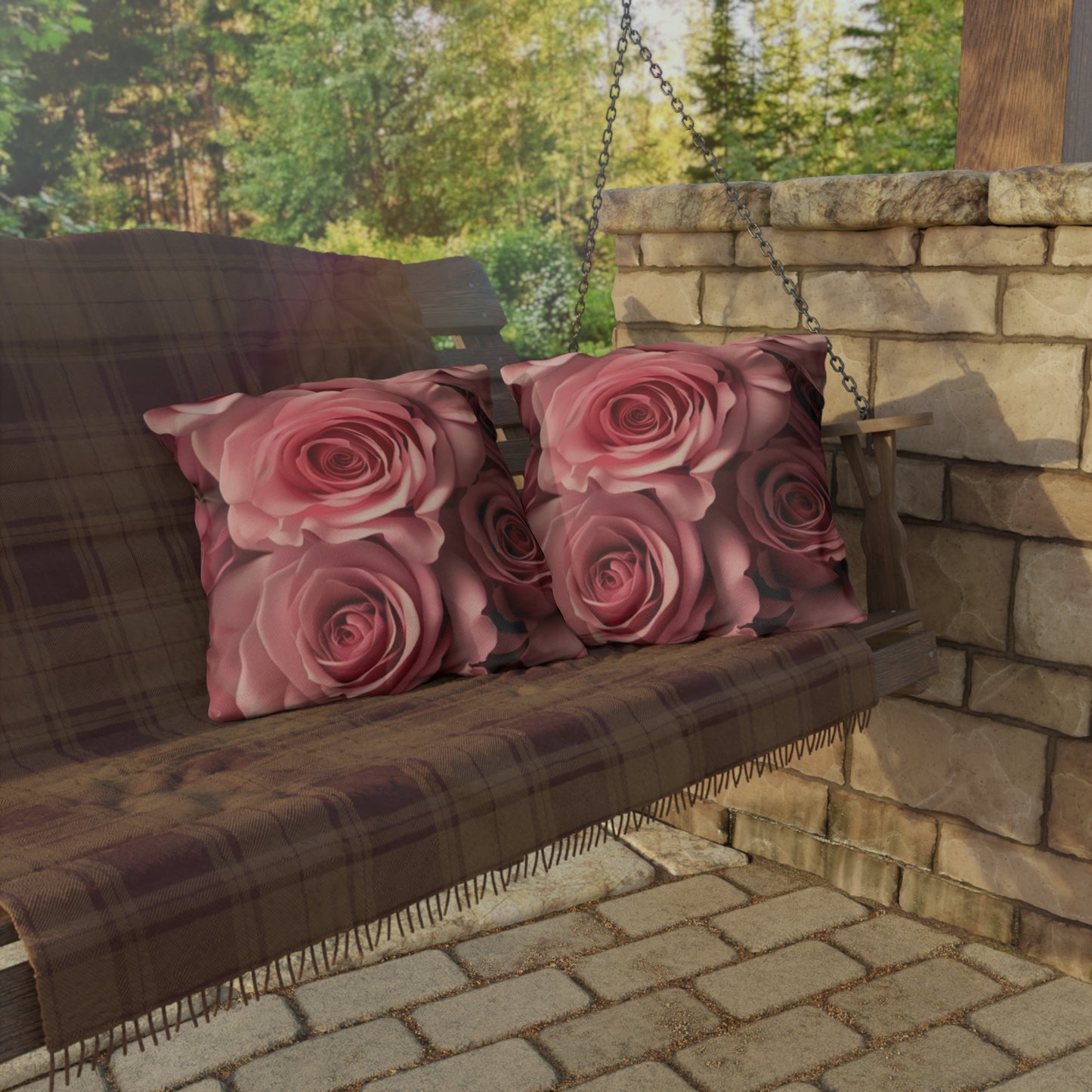 Pink Roses Outdoor Pillow