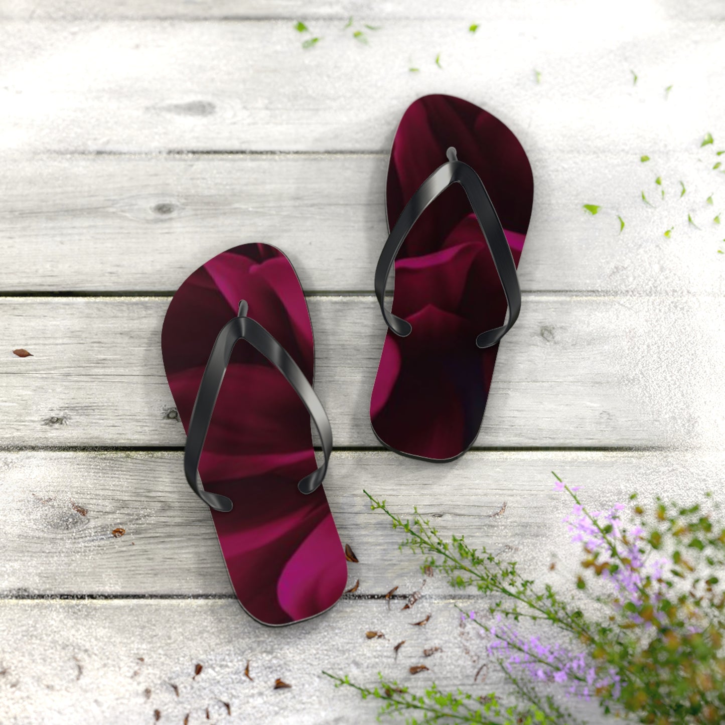 Magenta Dahlia Flip Flops
