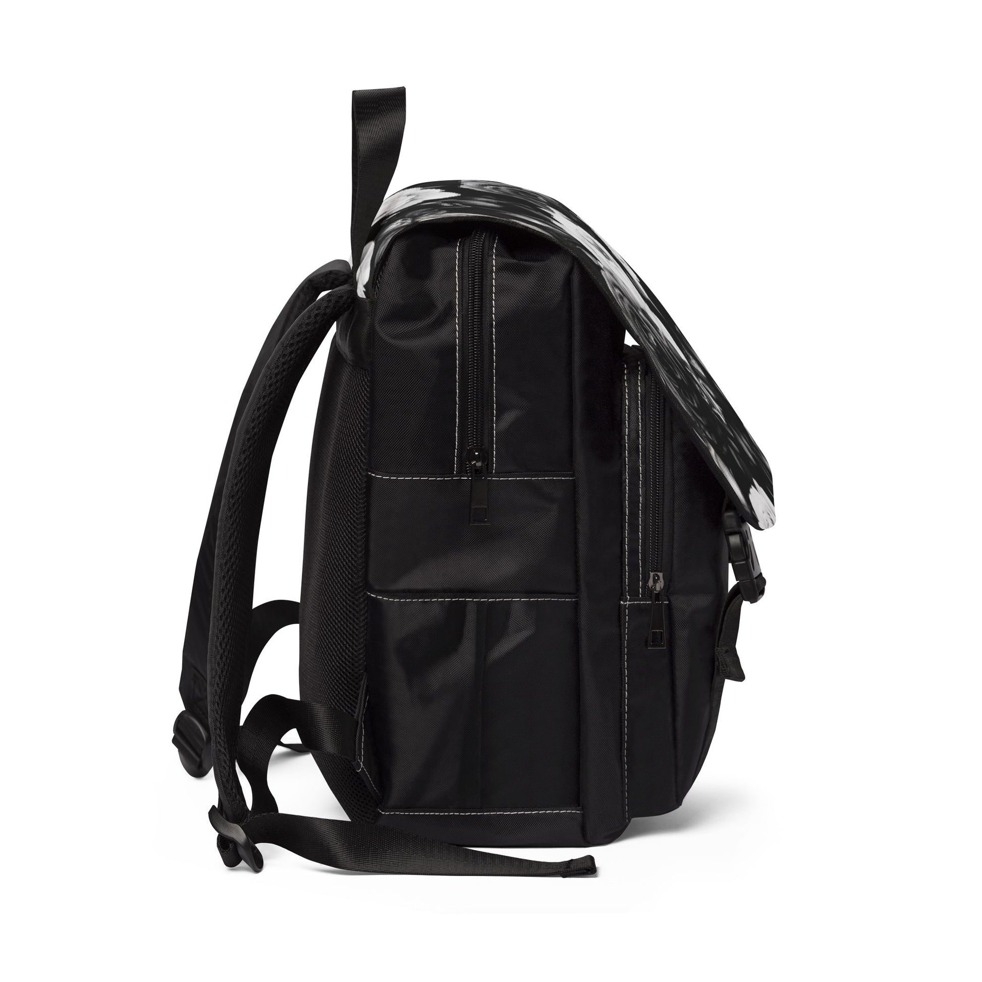 White Roses Unisex Floral Flap Backpack – Stylish & Versatile
